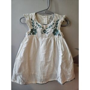 Rachel Zoe Baby Girl Embroidered Dress 24M White Teal‎ Floral Cotton Boho Lace